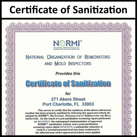 Certificate of Sanitization